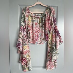 Live 4 Truth Multicolor Watercolor Floral Off-Shoulder Bell Sleeve Top